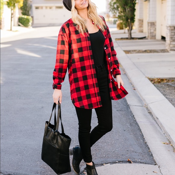 Laid Back Red Plaid Button-Down - Picture 3 of 7